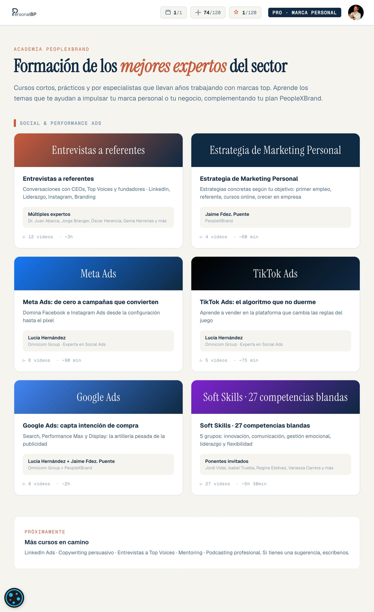 Academia PersonalBP: cursos y entrevistas